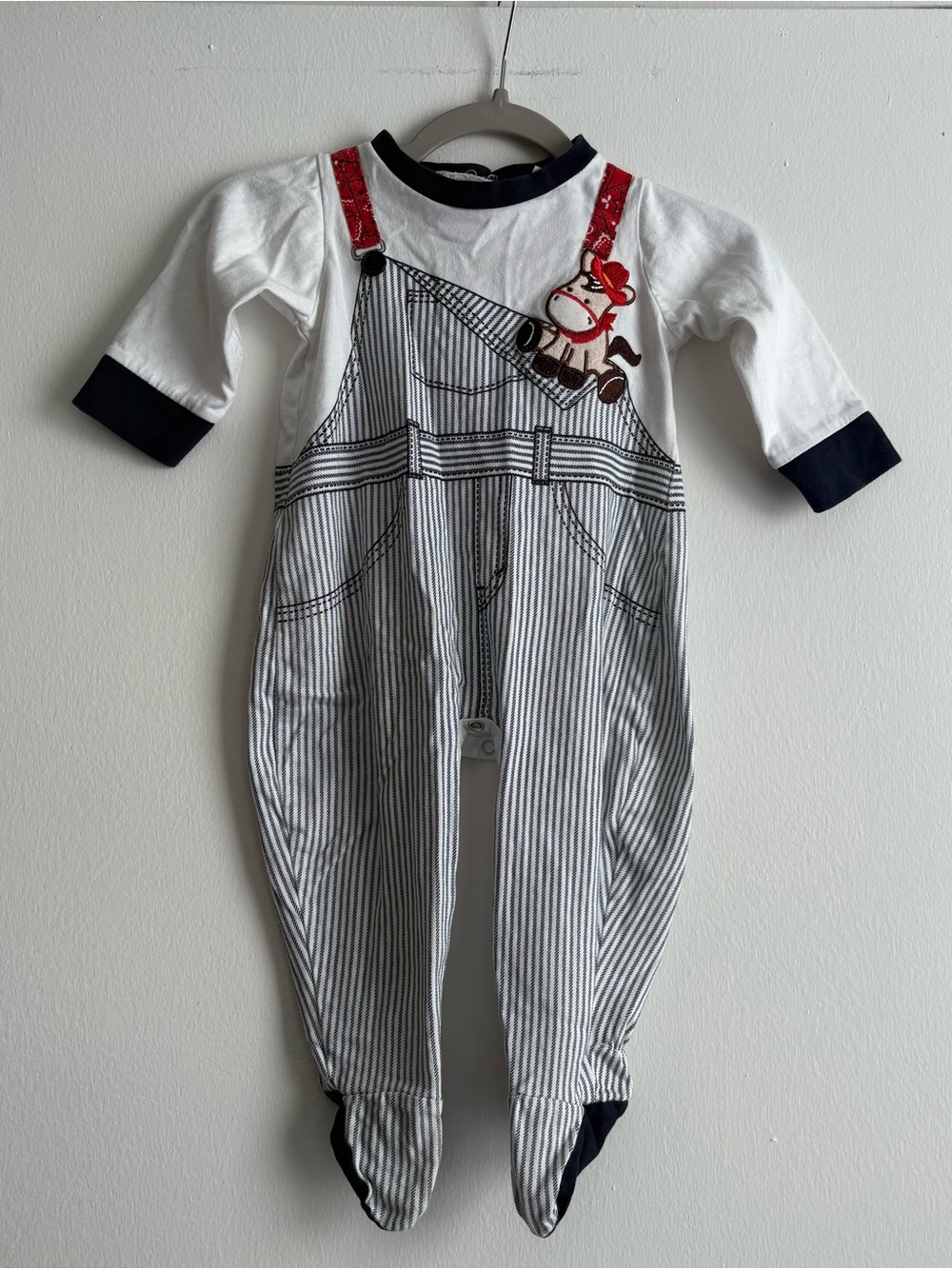 Classic All Star Clothing Striped Footed Cotton Sleeper Boy Western Horse 9-12M